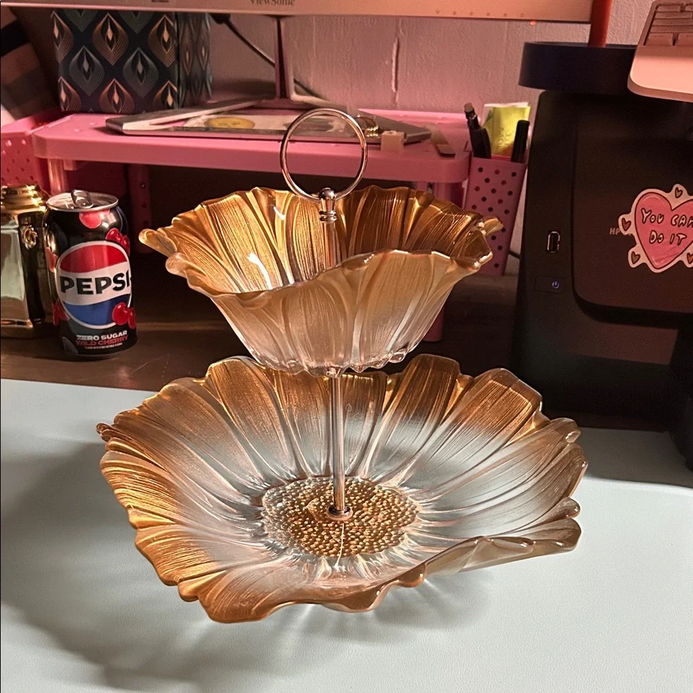 Venezia Gold 2-Tier Server‎ from Fifth Avenue Crystal. - Retired Hard To Find
